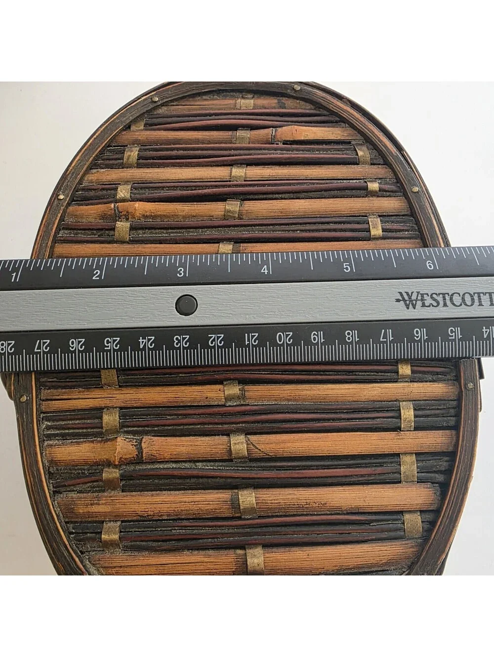 Bamboo/Rattan Oval Storage Box Clasp Closure VTG